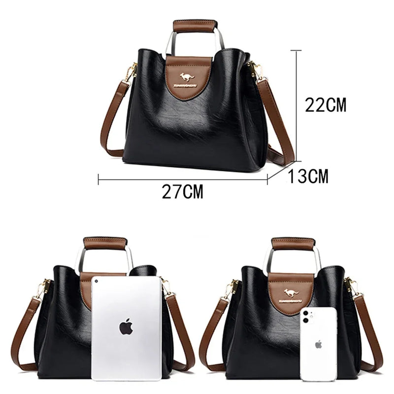 Soft Leather Luxury Handbags Women Bags Designer 3 Layers Shoulder Crossbody Sac Ladies Large Capacity Shopping Messenger Tote