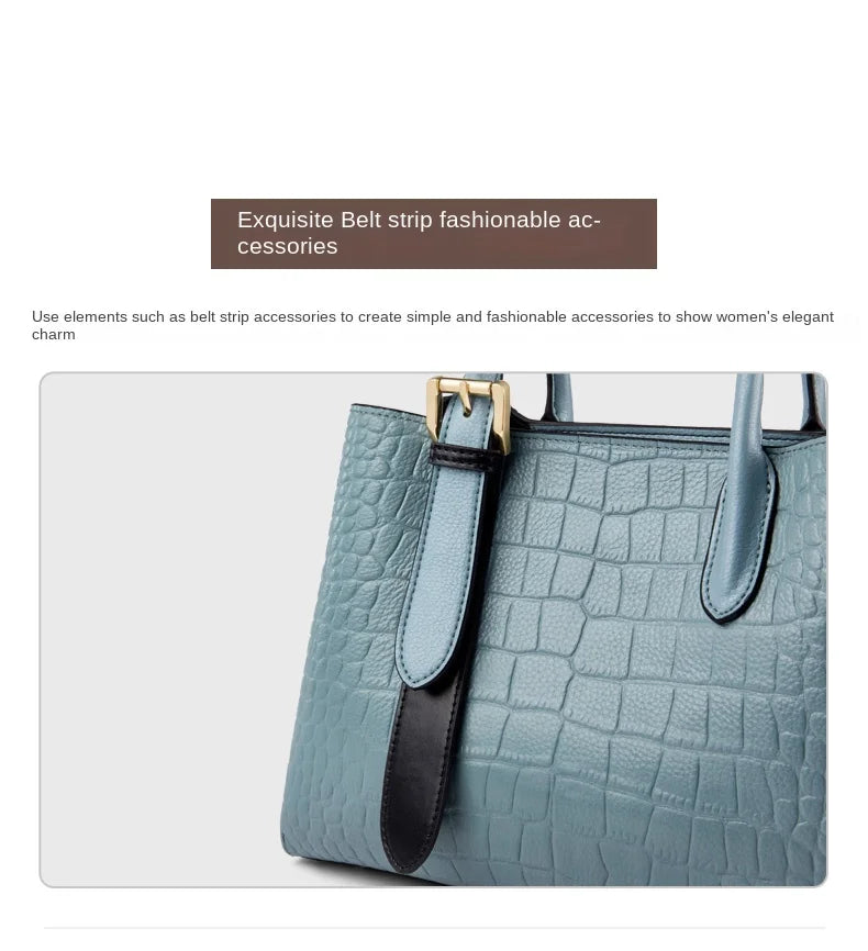 Women`s crocodile pattern sewing shoulder bag  European and American retro designer messenger bag  Simple large capacity handbag