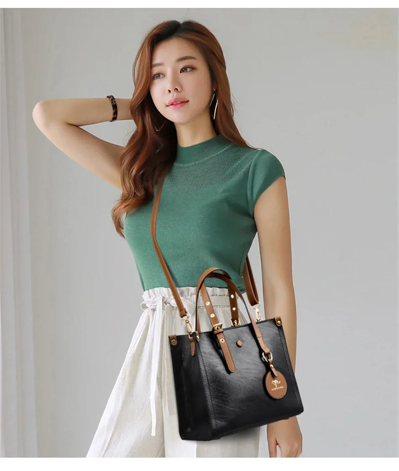 Soft Leather Luxury Handbags Women Bags Designer 3 Layers Shoulder Crossbody Sac Ladies Large Capacity Shopping Messenger Tote